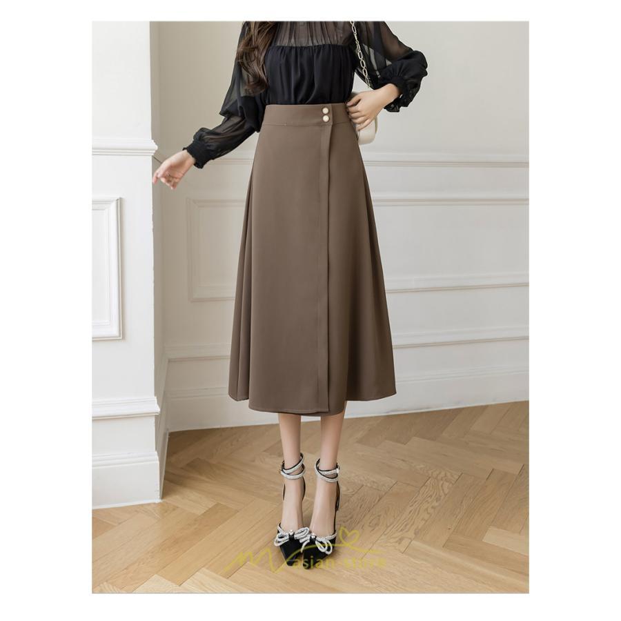 スカート | ボトムス ロング丈 ミモレ丈 Aライン 楽 大人 きれいめ 20代 30代 40代 通勤 上品 ビジネス オフィス 高見え 冬 2022新作 着痩せ 脚長効果 秋