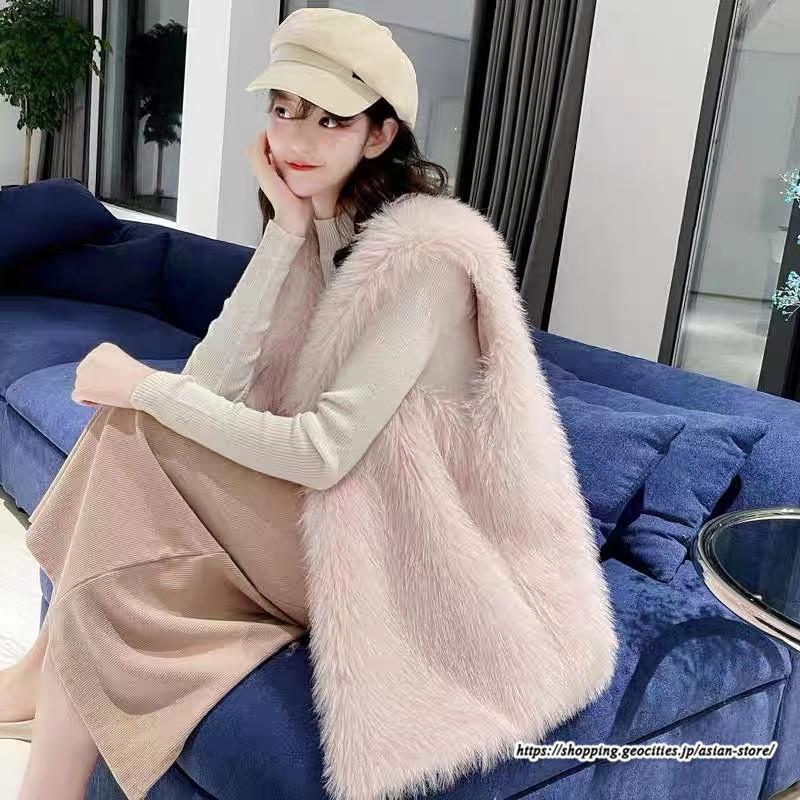 ベスト | ボリュームフェイクファーファー毛皮レディース 冬 フェイクファー 毛皮コート アウター ノースリーブ ふわふわ 秋冬 前開き ジレ