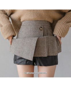 スカート | ミニレディース Aライン ハイウエスト キュロットショート丈 グレンチェック お出かけ 通勤 オシャレ 韓国風 着回し 新作 2022秋冬