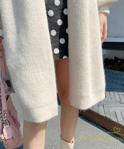 カーディガン | ニットレディース 羽織り ロング丈 パフスリーブ 秋冬 ゆったり ロングニット アウター 20代30代 膝丈 大人 ニットアウター