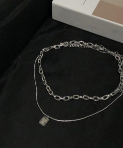 ネックレス | チョーカーチェーン ペンダント 女性 アクセサリー レディース シンプル 2連文字モチーフ 大人