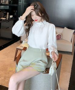 シャツ・ブラウス | ブラウス レディース きれいめ 40代 春秋 上品 無地 ブラウス 長袖 ゆったり オシャレ 韓国風 通勤 着痩せ フェミニン 30代 大人 カジュアル レース付き 50代