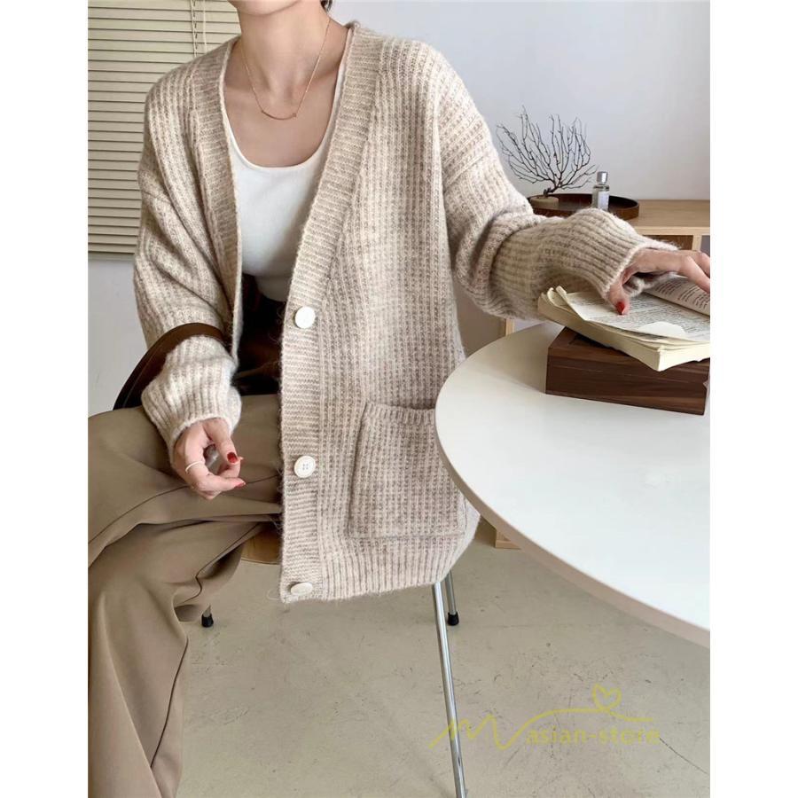 カーディガン | ニットフロントボタン レディース 2way 羽織り 秋冬 アウター ニットアウター セーター 長袖 トップス 通学通勤 20代30代 ゆったり ポケット