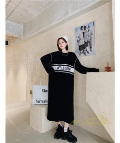 マキシ | 黒ワンピース 長袖ワンピース 秋物 レディース ロングワンピース ゆったり 大きいサイズ 裾スリット 30代40代 大人 ワンピース かわいい 通学通勤 20代50代