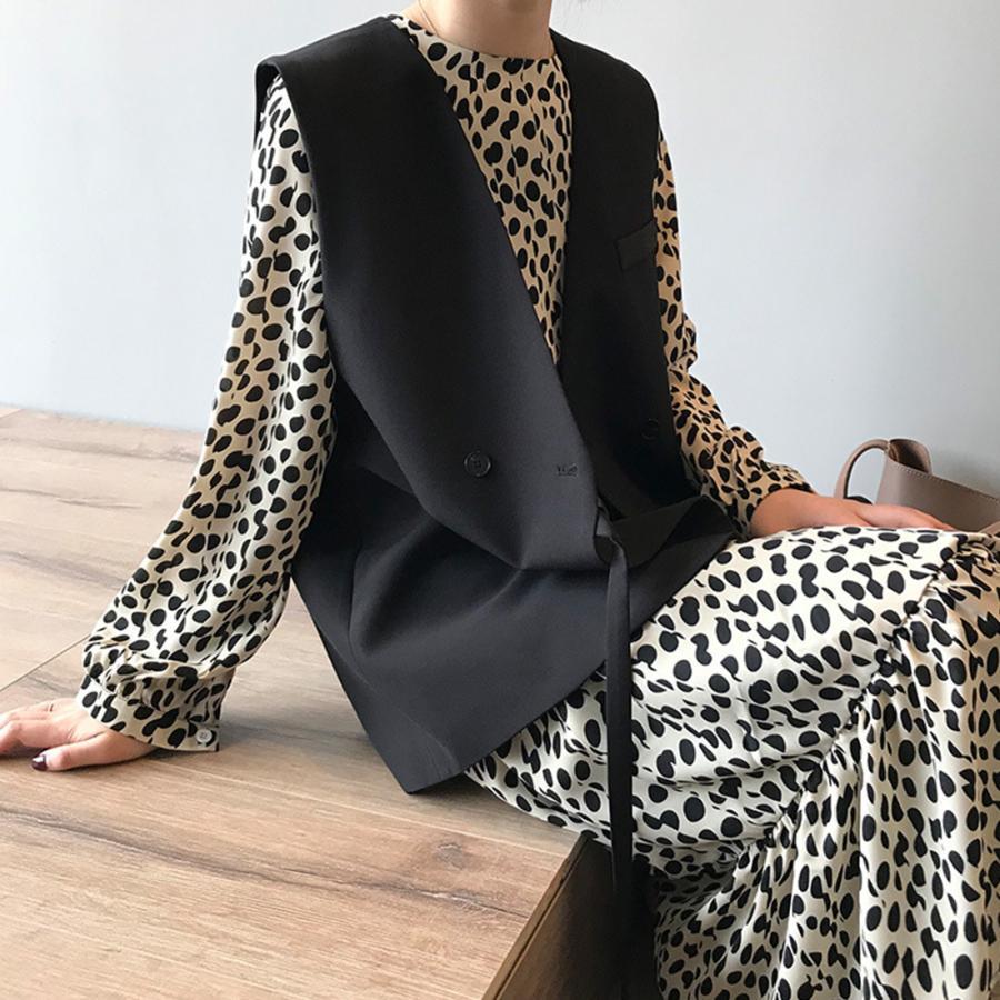 ベスト | ジレ 前開き ノースリーブ 春秋