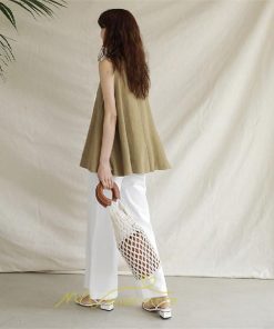 シャツ・ブラウス | ブラウス トップス ノースリーブ レディース tシャツ タンクトップ ベルト付き 広い裾 フレア裾 涼しい 涼感 体型カバー ゆったり 綿麻 夏 おしゃれ 大人 無地