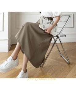 スカート | Aラインミモレ丈 裏地付き ボトムス 春 夏 黒 ベージュ カーキ おしゃれ お呼ばれ ファッション 女子会 カジュアル 無地 デート