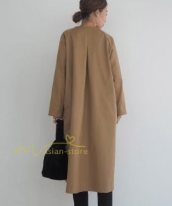 ダウンジャケット コート | コート アウター ノーカラーコート レディース 秋物 羽織り 長袖 ミモレ丈 ロングコート 秋アウター ダブル 無地 ポケット 大人 ゆったり 30代40代