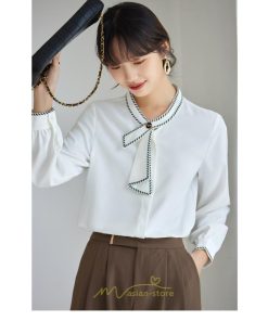 シャツ・ブラウス | ブラウス レディース 長袖 50代 白 シャツ ゆったり トップス きれいめ フォーマル 上品 フェミニン 高品質 20代 スカーフタイ 40代 通勤 シフォン OL 30代