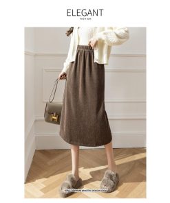スカート | ロングロング丈 ミモレ丈 ミモレ ウエストゴム 秋 冬 秋冬 あったか コットン カジュアル Aライン 着痩せ スリット キレイめ 2022新作　