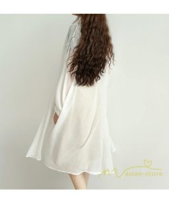 カーディガン | レディース ロングライトアウター 無地 羽織り UV対策 日焼け パフスリーブ 可愛い 20代30代 女の子 夏服 透け感 冷感