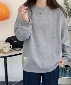 パーカー | トレーナー レディース シンプル 秋冬コーデ 長袖トレナー タグ 可愛い トップス 丸首 20代 30代 フリーサイズ ゆったり 体型カバー 40代 50代 Tシャツ