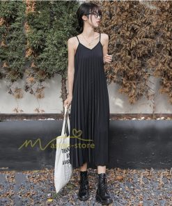 マキシ | プリーツワンピース ワンピース レディース マキシ丈 サロペット オールインワン キャミワンピース カジュアル 無地 20代30代40代 韓国ファッション 通勤通学