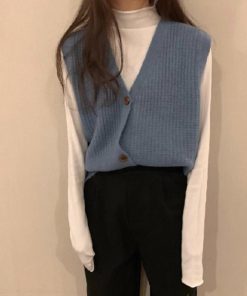 ニット・セーター | ジレ 開襟セーター ニットトップス おしゃれ Vネック 秋冬 ノースリーブ ニットベスト 袖なし 重ね着 レディース