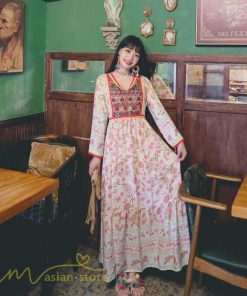 マキシ | ロングワンピース マキシワンピース エスニック リゾート ワンピ コットン カジュアル 大人 春 夏 秋 Vネック ゆったり 着痩せ Aライン 体型カバー きれいめ