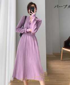 ニットワンピース | ワンピース 春 春服 レディース 長袖 ゆったり 秋 冬 ロング丈 可愛い 2022秋冬 暖か 通勤 おしゃれ デート 20代30代40代50代 女子会 同窓会