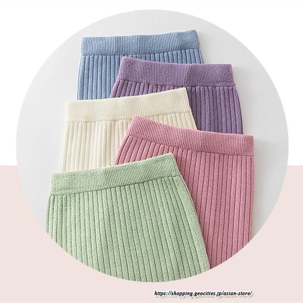 スカート | ニットストレッチレディース 秋冬 ロング丈 ミモレ丈 後ろスリット入れ タイトウエストゴム スリム リブニット 大人