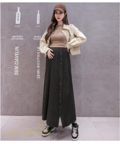 スカート | マタニティ Aライン秋 冬 コーデ 着痩せ 裾口スリット ニット 体型カバー リブ ウエスト調整 マタニティウェア 大きいサイズ カジュアル