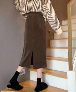 ロングスカート | コーデュロイスカート バックスリット秋冬