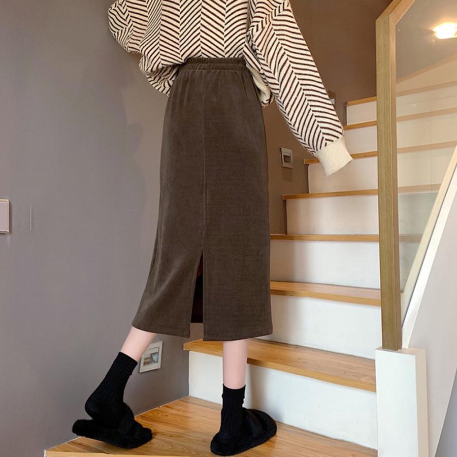 ロングスカート | コーデュロイスカート バックスリット秋冬