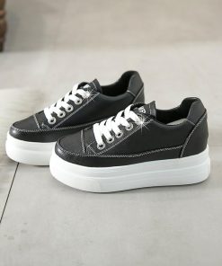スニーカー | 厚底シューズ レディース 厚底 レースアップ ラウンドトゥ ウォーキングシューズ 靴 白 シューズ 厚底スニーカー ローカット スポーツ 黒