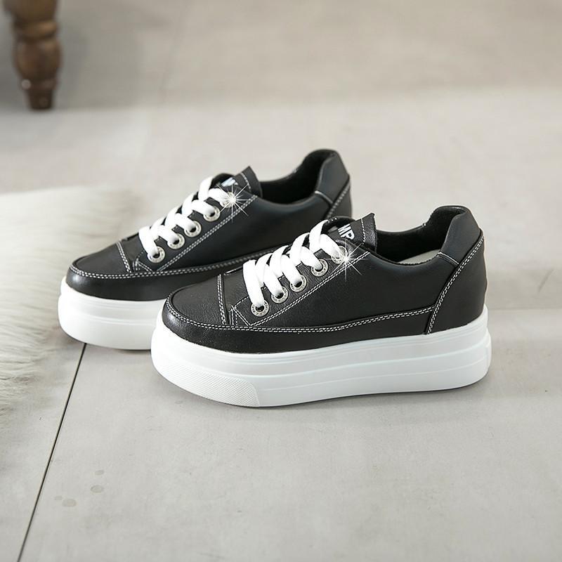 スニーカー | 厚底シューズ レディース 厚底 レースアップ ラウンドトゥ ウォーキングシューズ 靴 白 シューズ 厚底スニーカー ローカット スポーツ 黒