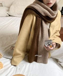 マフラー | ニット配色 レディース 秋冬