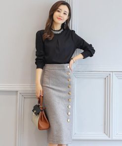 在庫ある | 短納期巻きスカート タイトスカート ハイウエスト 膝下丈スカート ビジネススカート フォーマルオフィス ラシャスカート エレガント 通勤 フェミニン OL 着痩せ