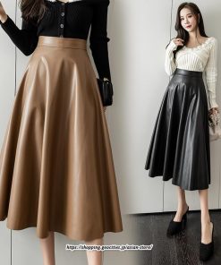 スカート | レディース 合皮 ロングミモレ丈韓国ファッション 脚長 かわいい おしゃれ 秋冬 おしゃれ レザーセクシー キレイめ