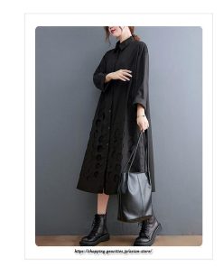 マキシ | ロングワンピース シャツワンピ レディース ギャザー 大人可愛い 森ガール 大きいサイズ さりげなく体型カバー オシャレ