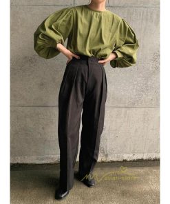 シャツ・ブラウス | 長袖ブラウス 綿100%ブラウス レディース シャツ 秋物 パフスリーブブラウス 無地 トップス 長袖 夏秋物 20代30代 可愛い ゆったりシルエット OL 大人