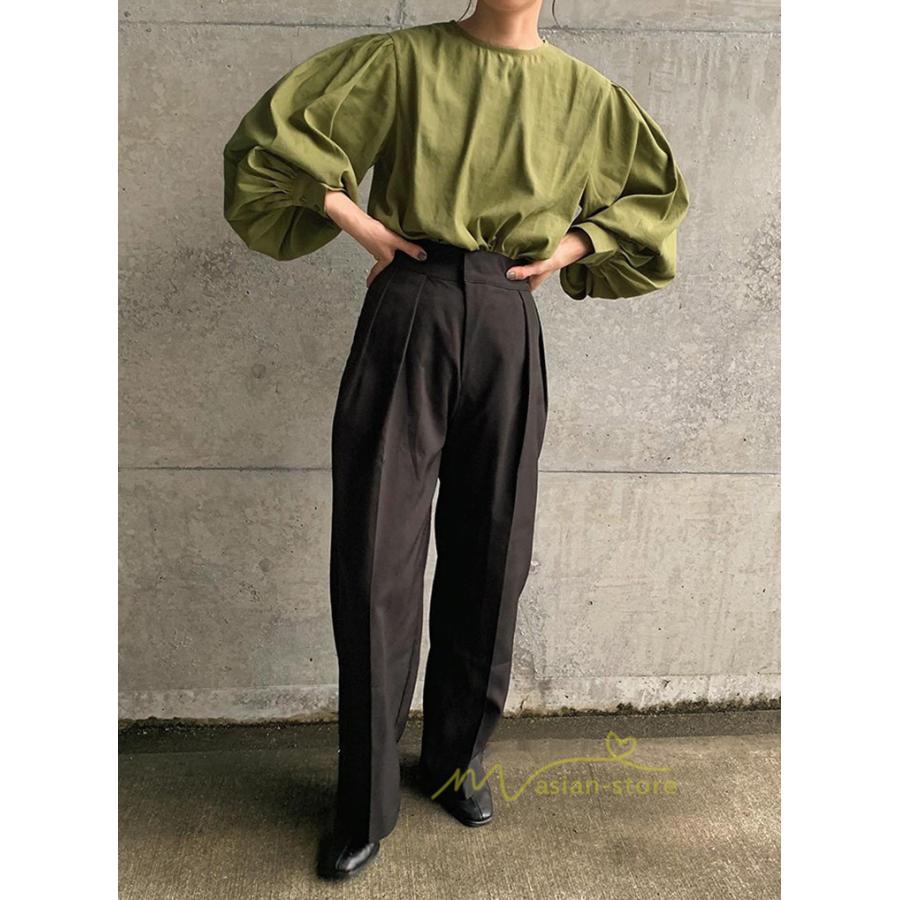 シャツ・ブラウス | 長袖ブラウス 綿100%ブラウス レディース シャツ 秋物 パフスリーブブラウス 無地 トップス 長袖 夏秋物 20代30代 可愛い ゆったりシルエット OL 大人