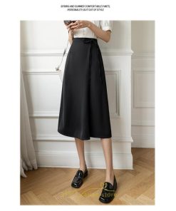 スカート | ひざ丈 ひざ下 ハイウエスト Aライン レディース エレガント レトロ風 着痩せ 上品 トレンド ゆったり 女子会 OL フォーマル 通勤 ビジネス 就活