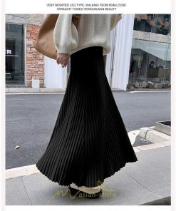 スカート | レディース プリーツ秋 冬 ロング マキシ 落ち感 ウエストゴム ハイウエスト ニット 秋冬コーデ あったか きれいめ おしゃれ カジュアル