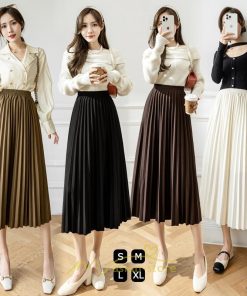 スカート | ロングロング 春 秋 プリーツ レデイース  体型カバー 着痩せ 通勤 通学 裏地付き ウエストゴム ゆったり お呼ばれ 楽チン 女子会 キレイめ