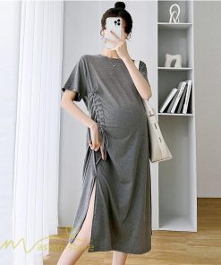 ワンピース | マタニティ妊婦服 レディース 無地 シンプル ゆったり 半袖 ゆるロングTシャツ クルーネック 薄手 マタニティウェア 夏 新作 お出かけ