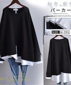 パーカー | 重ね着風トレーナー レディース 長袖 トップス カジュアル スウェット 無地 ゆったり トレーナー きれいめ 可愛い フリーサイズ トップス カットソー