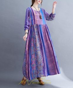 マキシ | ワンピース ルームウェア コットン 部屋着 大きいサイズ 秋 ゆったり 体型カバー 着痩せ レディース 可愛い　ゆったり ロング 外出 ぽっちゃり 長袖