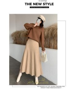 スカート | ロングレディース ニット ハイウエスト Aライン 着痩せ 秋冬新作 あったか 部屋着 おしゃれ ニット 外出 韓国ファッション 可愛い おうち時間