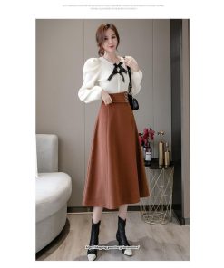 スカート | レディース ロングフレアAラインボトムス ラシャ 秋冬 暖か カジュアル お洒落 大人 可愛い 50代 30代 20代 着痩せ 40代