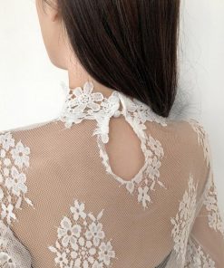 透かし編みトップス | トップス インナー ブラウス 長袖 レディース ネック シースルー