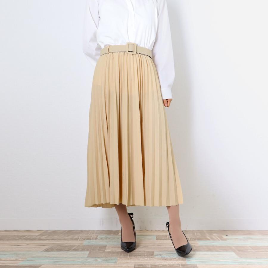 フレアスカート | レディース プリーツスカート 大人 ロング フレアスカート ミモレ丈スカート ベルト付き
