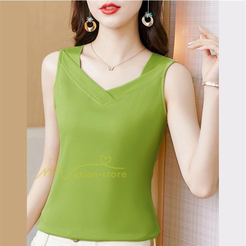キャミソール タンクトップ | トップス タンクトップ レディース ノースリーブ Vネック Vネックタンク コットン 20代30代40代50代 ママ 母 快適 お出かけ カシュクール インナー カジュアル