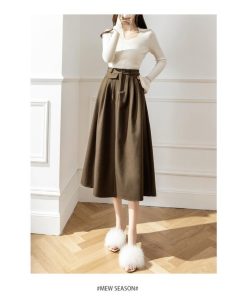 スカート | レディース ロング フレア Aライン 秋冬 ミモレ ハイウエスト 体型カバー キレイめ オシャレ フェミニン 可愛い お出かけ 着痩せ OL 通勤 通学