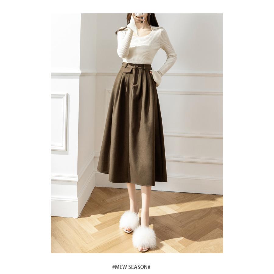 スカート | レディース ロング フレア Aライン 秋冬 ミモレ ハイウエスト 体型カバー キレイめ オシャレ フェミニン 可愛い お出かけ 着痩せ OL 通勤 通学