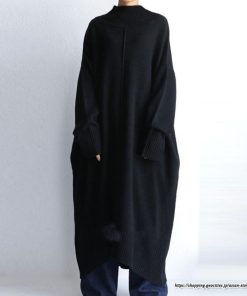 マキシ | ハイネックニットワンピース ロングニットワンピース 長袖 レディース 秋冬 ボリューム感 大きめ ビッグシルエット 30代 コクーンワンピースカワイイ 大人