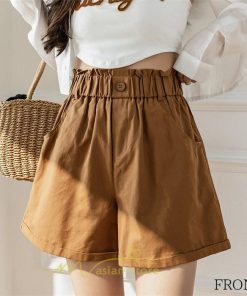 ショートパンツ | パンツ ハイウエスト 無地 美脚 カジュアル シンプル レディース 春 夏 新作 2022 ボトムス 韓国風 ゆったり ズボン 日常 短パン お出かけ