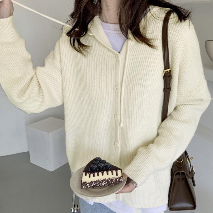 カーディガン | 韓国 ニットフード付き 秋