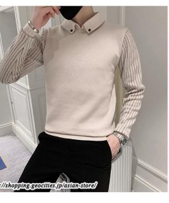 ニット・セーター | セーター メンズ ビジネス レイヤード風 カジュアル ボーダー カッコウイイ 秋 冬 20代 30代 着回し メンズトップス シンプル 40代 50代 大きいサイズ