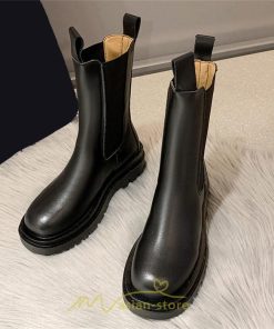 ミドルブーツ | ブーツ レディース グランドトゥ サイドゴア 裏起毛 痛くない 履きやすい 柔らかい 滑らない 通勤 通学 オフィス 美脚 2022新作 OL アウトドア